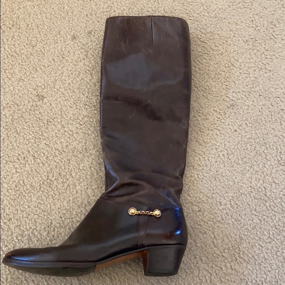 Used Salvatore Ferragamo brown leather boots.